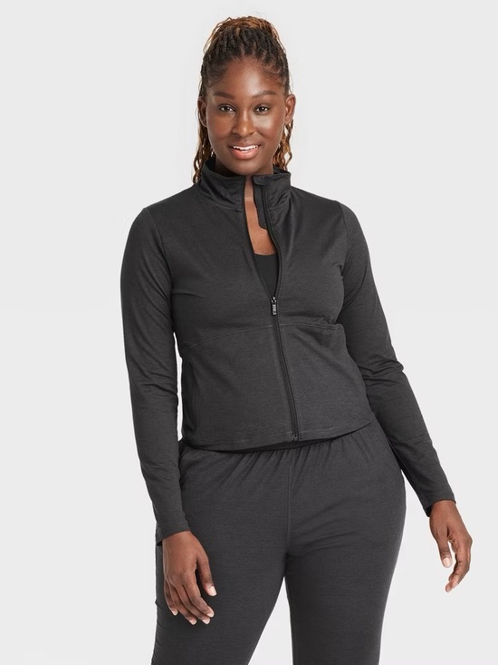 all in motion Jackets & Blazers - All In Motion Soft Stretch Full Zip Jacket Heathered Black Size Small